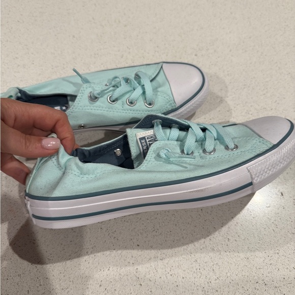 Converse Teal Canvas Sneakers with Rubber Toe Cap - Picture 7 of 9